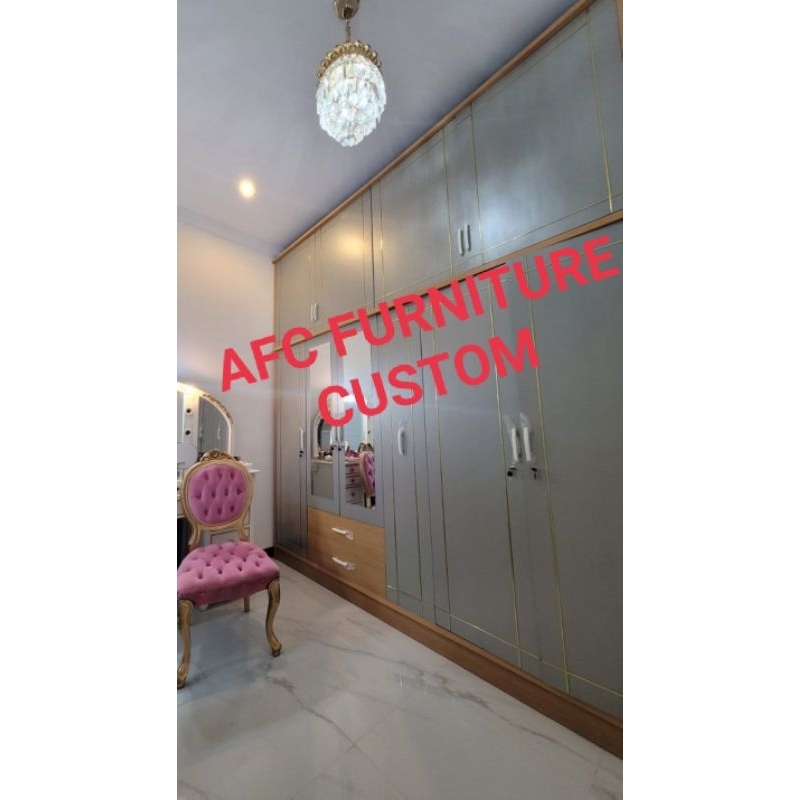 LEMARI BAJU PREMIUM 5 PINTU+LEMARI HIJAB+LEMARI BOX ATAS JUMBO
