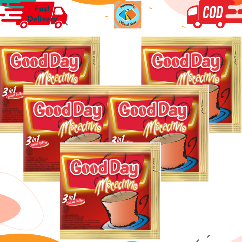

Good Day Mocacinno Kopi 3in1 Instan Coffee 20gr Dapat 5 Sachet