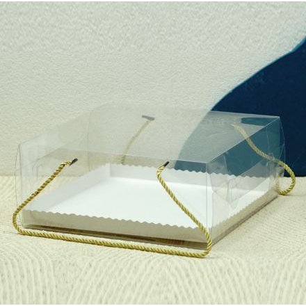 Box Mika Transparan / Kotak Kue / Box Hampers Mika/ Box Mika Tali / Box Mika Kue Tart / Tart / Brown