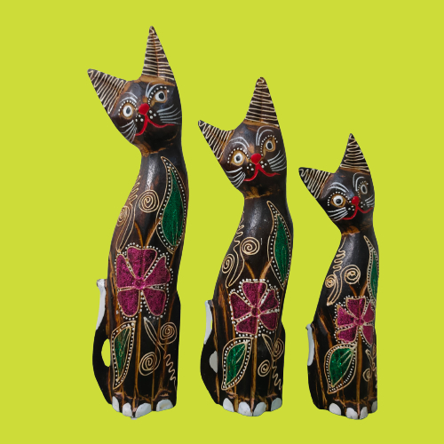 Patung Kucing 1 Set | Patung Anjing 1 Set | Dekorasi Rumah | Pajangan Buffet | Kerajinan Tangan Khas