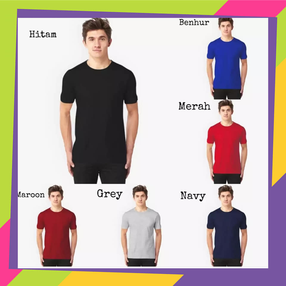 Kaos Oblong Polos Semi Katun Allsize warna Merah, Hitam, Biru Benhur - Kaos Polos Murah - Kaos Remaj