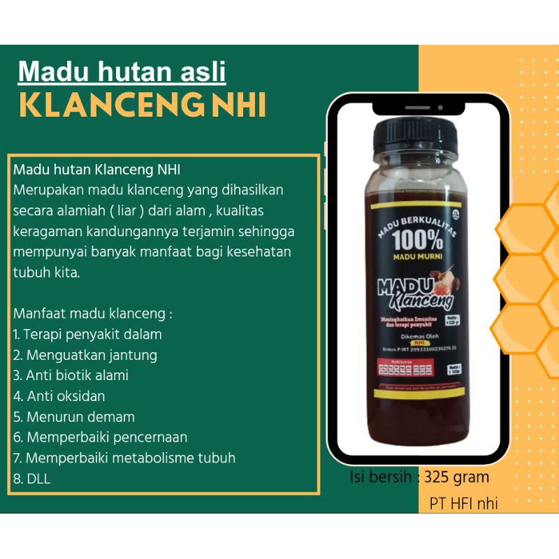 

Madu Klanceng hutan liar isi 325 gram