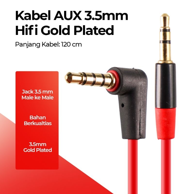 Kabel AUX 3.5mm HiFi Jack Gold Plated 120 cm - S-IP4G