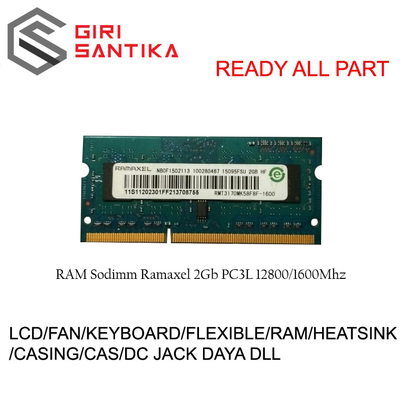 RAM DDR3L Sodimm Ramaxel 2Gb PC3L 12800/1600Mhz ORIGINAL