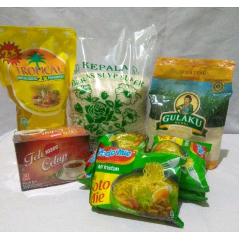 

PAKET MINI SEMBAKO. Beras, Teh Kotak, Gula, Mie Instan