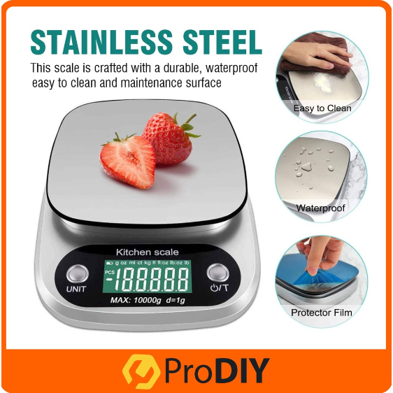 PRODIY Timbangan Dapur Digital 10Kg / Timbangan Kue Digital Dapur PREMIUM / Mini Kitchen Scale Timbangan Dapur Kopi Makanan