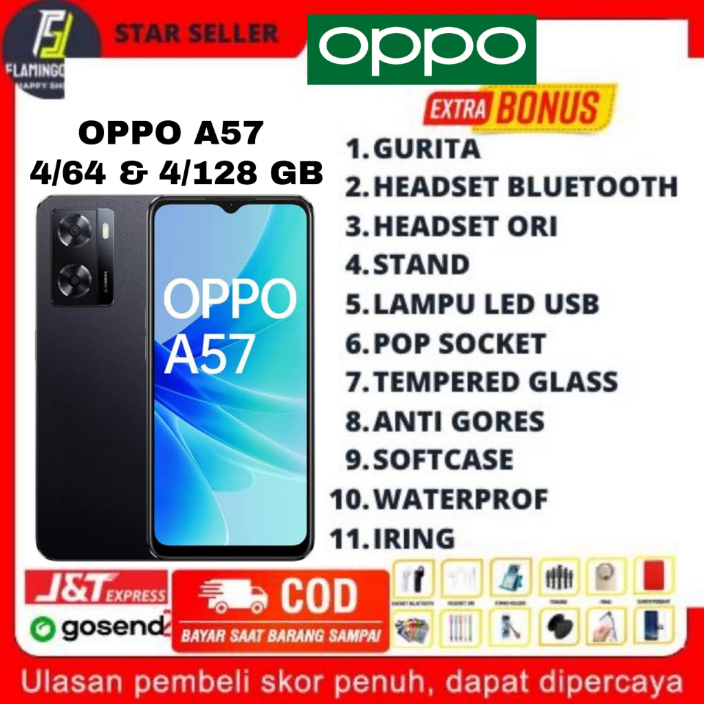 OPPO A57 RAM 4/64GB & 4/128GB GARANSI RESMI OPPO INDONESIA