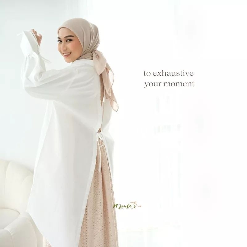 Sahira Long Shirt Kemeja Tunik Outer Tali Belakang kancing depan full terbaru