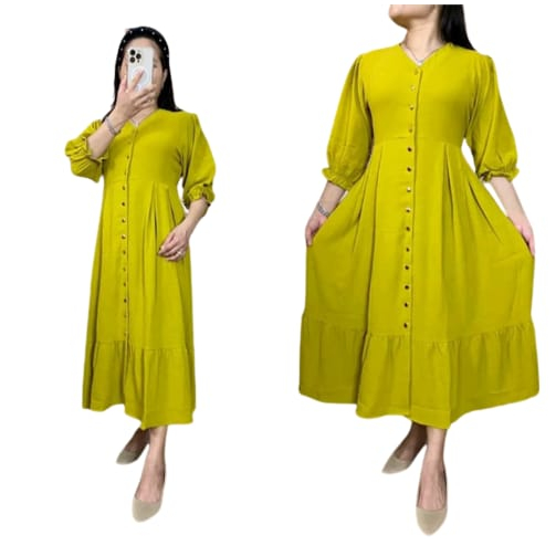 midi dress Crinkle airflow premium import