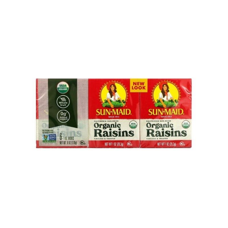 

Sun-Maid Organic California Sun-Dried Raisins 6 Boxes 1 oz 28.3 gr Each