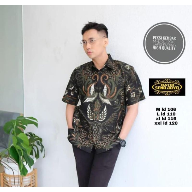GURDO IJO Batik pria Lengan pendek lapis furing batik katun full furing
