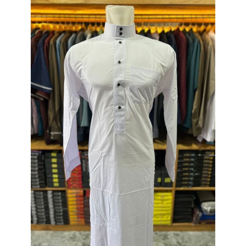 Gamis putih pria merk allebas baju muslim pria