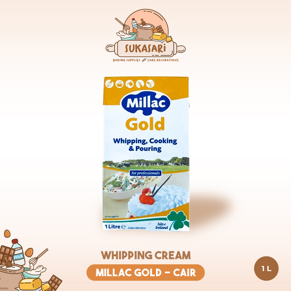 

Sukasari - Whipping Cream Millac Gold Cair 1L / Whipe Whipped Krim Kocok Masak 1 Liter