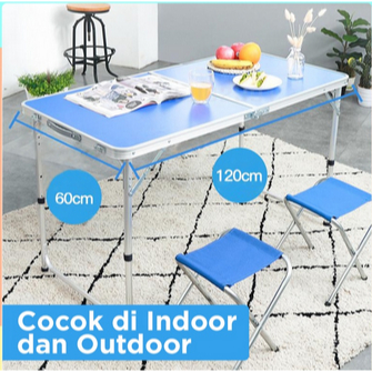 Meja Lipat Meja Koper Meja Lipat Jualan Indoor Dan Outdoor Free 2 Kursi Ukuran 120 x 60 x 55 -70 Cm