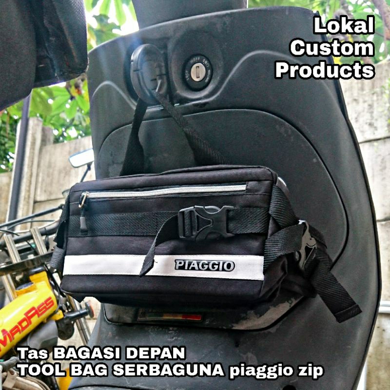TAS BAGASI DEPAN TOOL BAG SERBAGUNA AKSESORIS LOKAL PIAGGIO ZIP dan VESPA MATIC