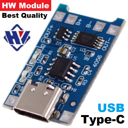 TP4056 USB Type C Standar Modul Charger Baterai 18650 Lithium + Protection