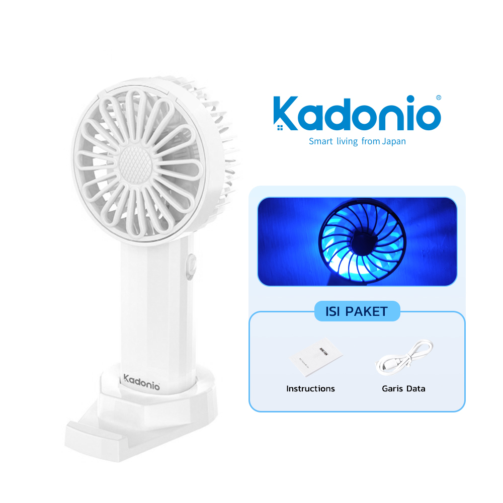 KADONIO Kipas Angin Mini Portable USB Cas Karakter Dapat Digunakan Sebagai Dudukan Ponsel KL-FN20-Normal-White FN20