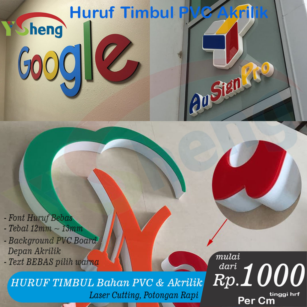 Huruf Timbul 3D / Akrilik Huruf Warna & Pvc board / Letter Acrylic / Custom Laser Cutting