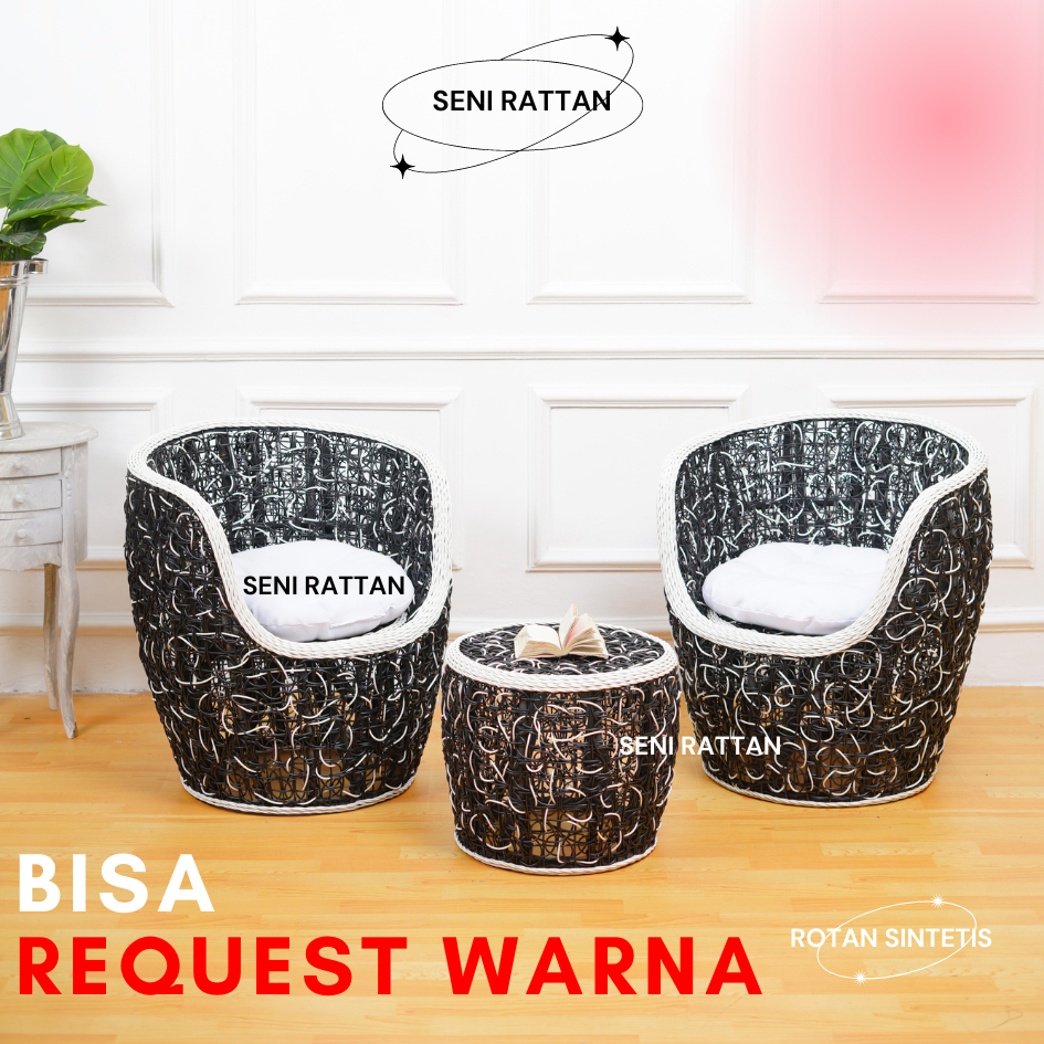 Kursi Teras Brekele Tulip Rotan Sintetis Plus Busa Jok