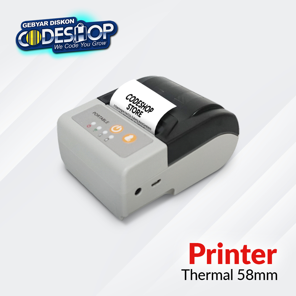 Kassen MT200A Mobile Printer Kasir Thermal 58mm Auto Cutter Portable USB Bluetooth by Codeshop