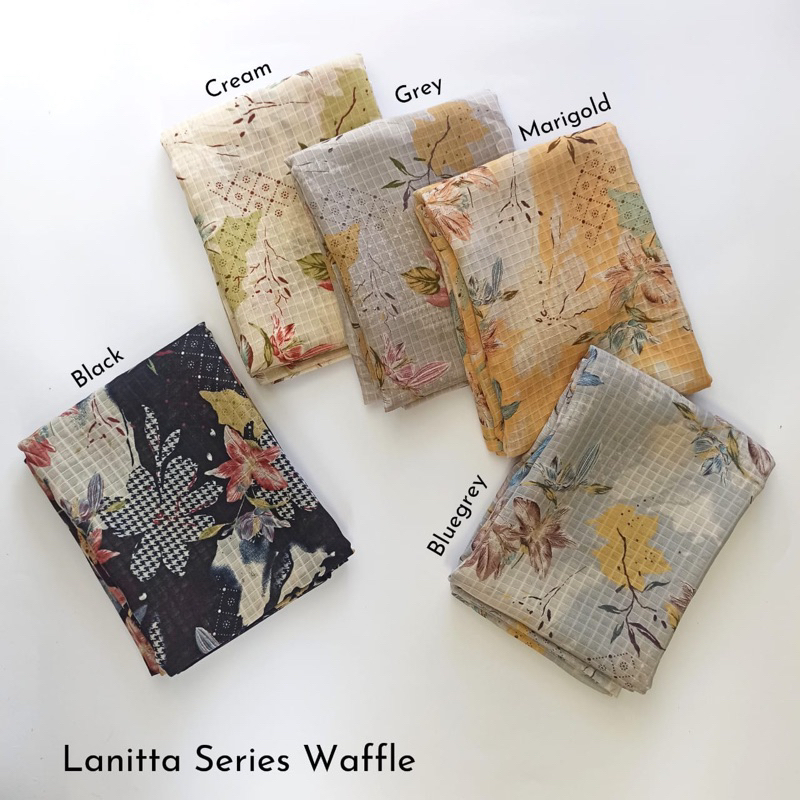 Hijab Segiempat Khimar polycotton kerudung poton jilbab motif cantik - LANITTA