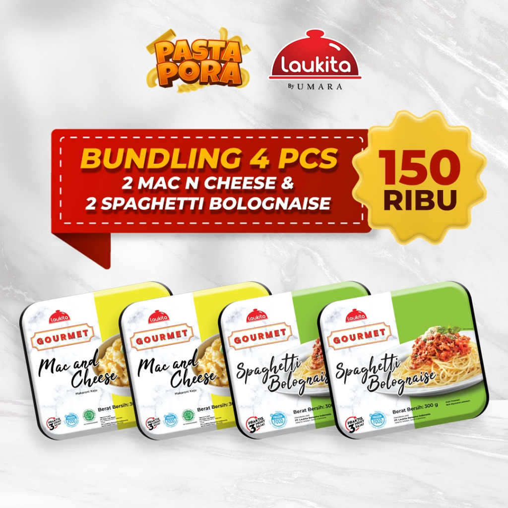 

Paket Laukita Gourmet Mac and Cheese 2 - Spagetti Bolognaise 2 - isi 4