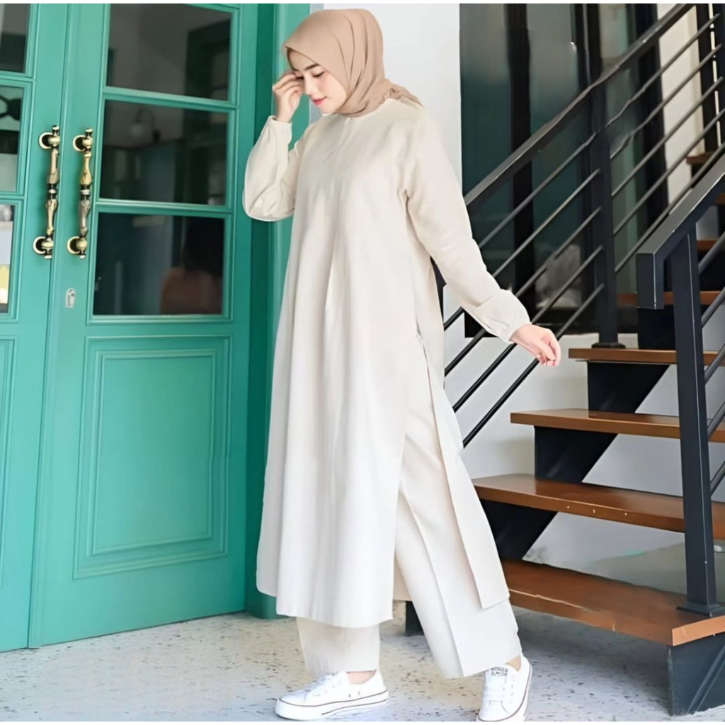 Mizza Mc One Set stecel Zhea linen tunik dan kulot