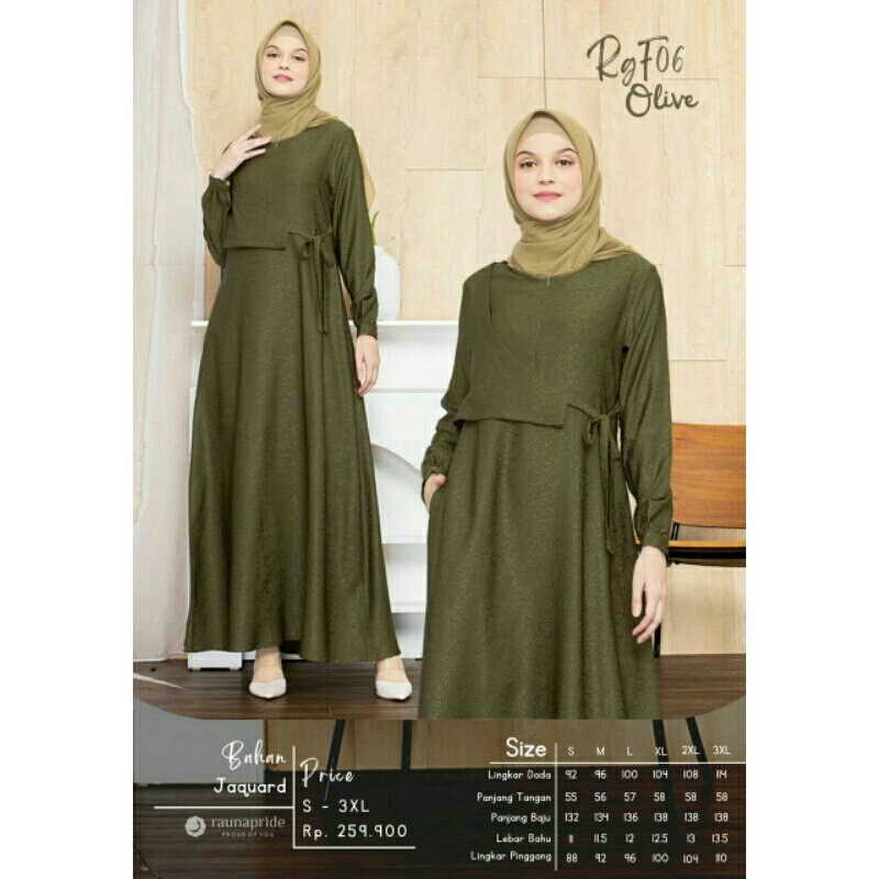 BAJU GAMIS RGF 06 OLIVE BY RAUNA