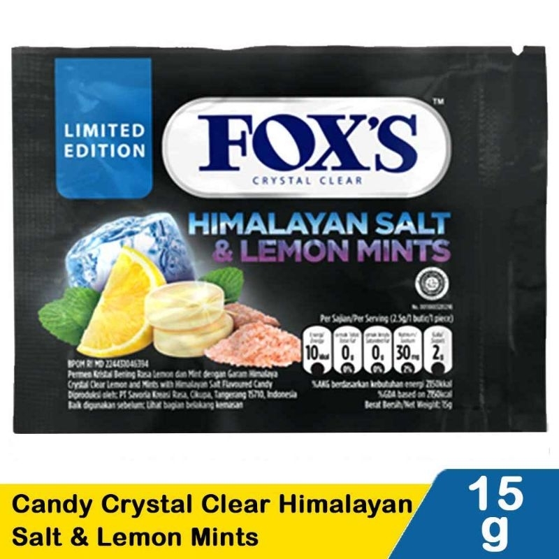 

Fox's Candy Crystal Clear Himalayan Salt & Lemon Mints 15G