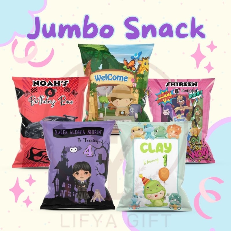 

Snack Pouch Jumbo ° Hampers Ulang Tahun ° Souvenir ulang tahun ° Snack Jumbo