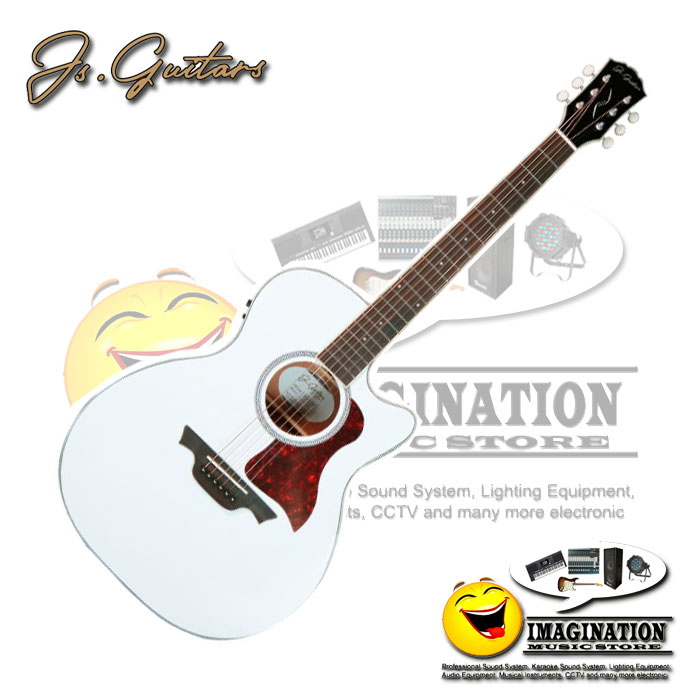 JS Guitars JSO40SCE Arctic White Acoustic Electric Guitar