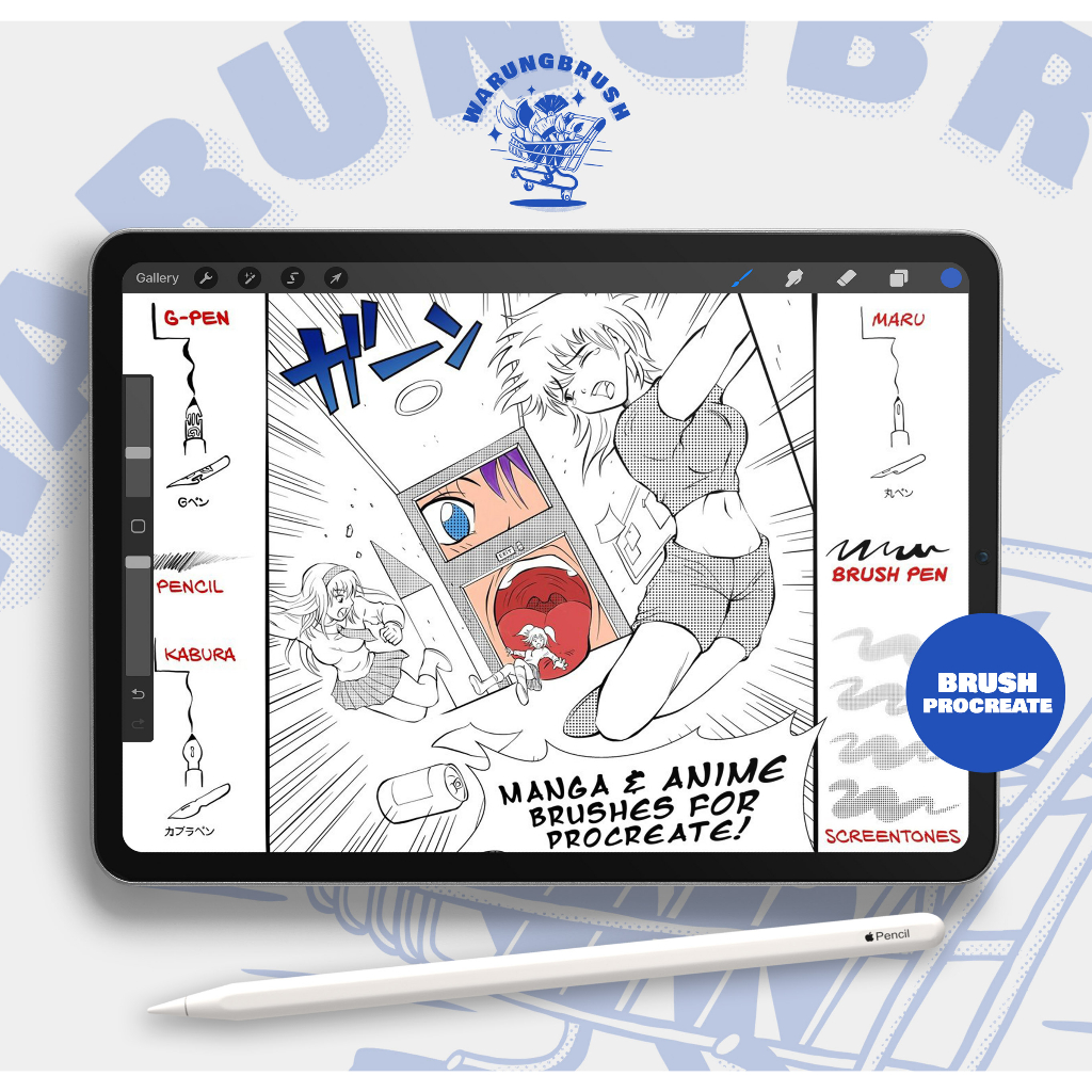 30+ Manga Ink & Paint Brushes for Procreate BP00315