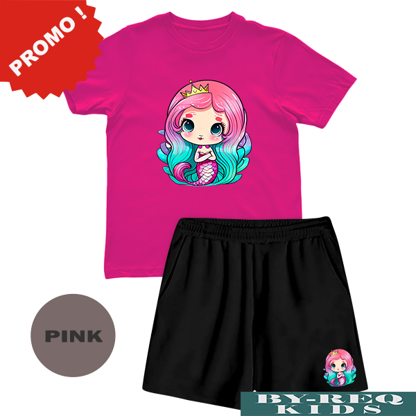 BY-KIDS Setelan 11 Warna anak 1-8 Tahun MERMAID / Baju setelan anak-anak gambar MERMAID / Kaos setel