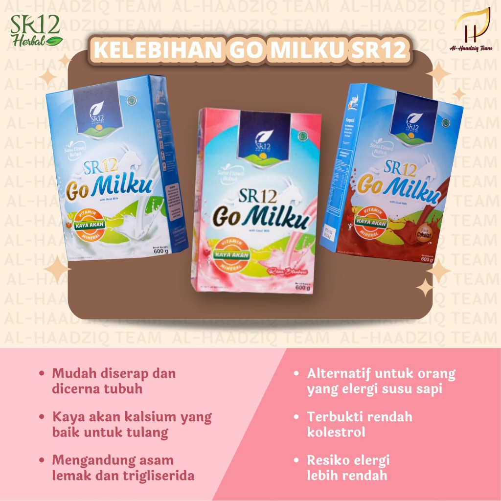 

600gr - Susu Kambing Etawa bubuk SR12 GOMILKU - Sr 12 Go Milku - plus daun kelor, ekstrak ikan gabus dan madu. untuk anak, dewasa, lansia