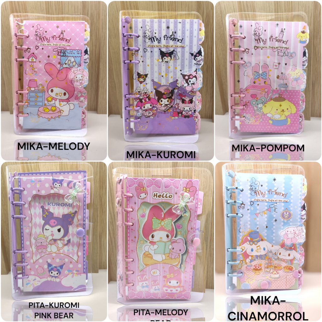 

BINDER BOOK PLANNER SANRIO BUKU JURNAL PLANNER DIARY WEEKLY KUROMI MELODY POMPOMPURIN vincess