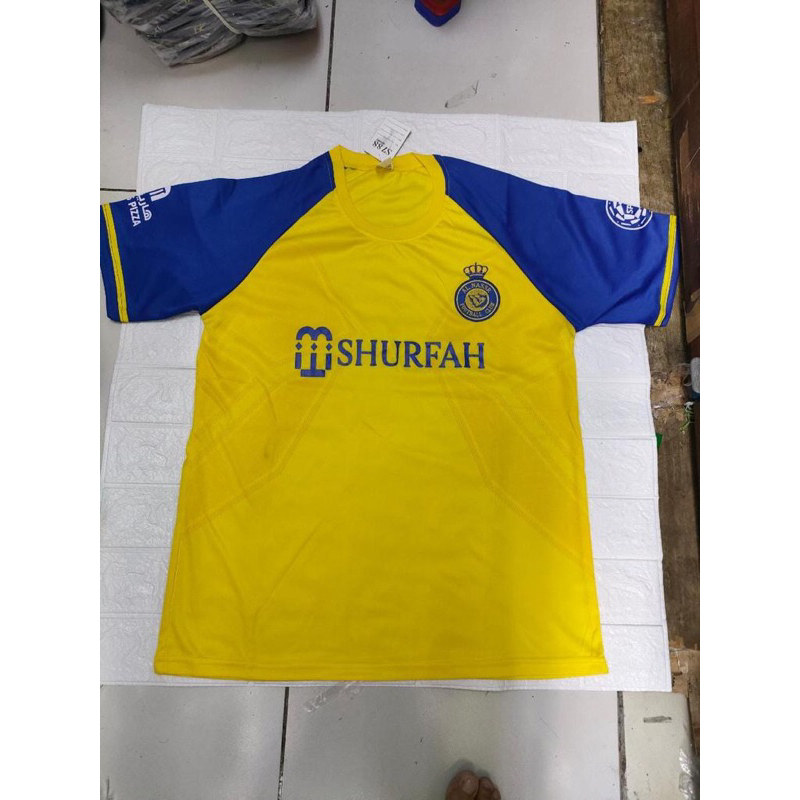 Baju Bola Jersey Futsal Pria Dewasa Sablon Murah Lokal Club Al-Nassr Kuning Biru