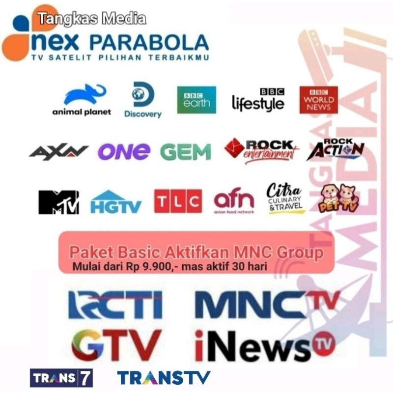 Paket Basic Nex Parabola Aktifkan Trans TV &amp; MNC Group (RCTI, MNCTV, GTV, INEWS)