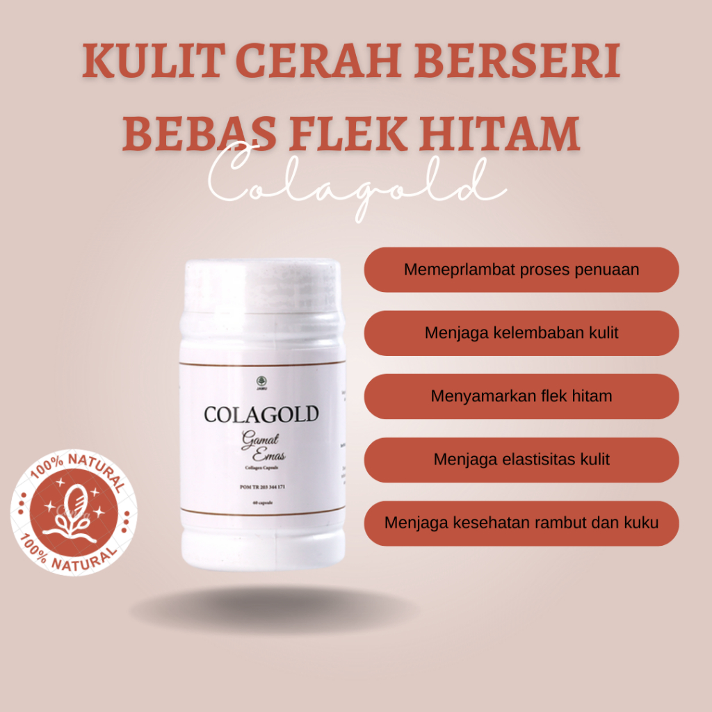 Colagold Capsule Suplemen Kecantikan Pencerah kulit Pemutih Kulit Memudarkan Flek Hitam Collagen Cap