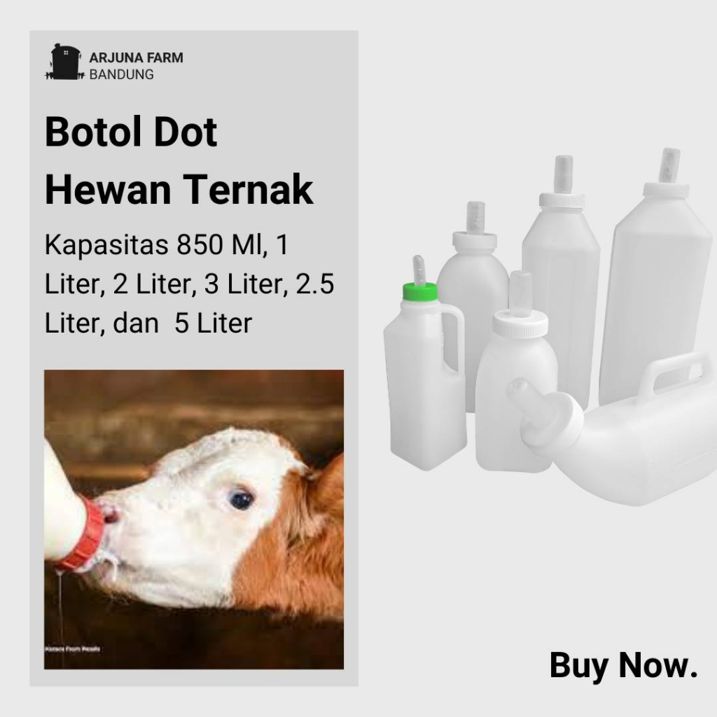 Botol Susu Hewan Ternak Anak Kambing Sapi Pedet Cempe Kuda Kerbau Jerapah 850Ml 1Liter 2Liter 3Liter