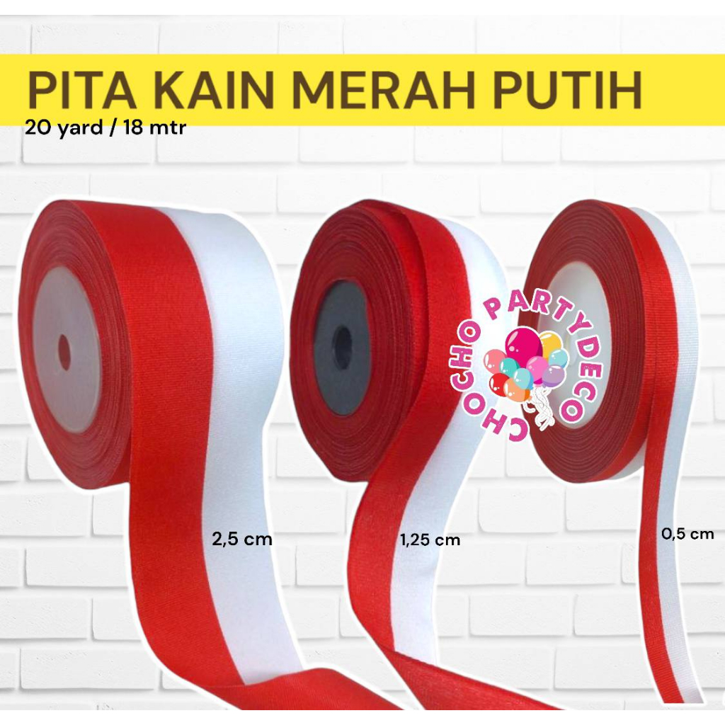 Pita MERAH PUTIH 1/2&quot; 1&quot; / Pita Kain Bendera HUT RI