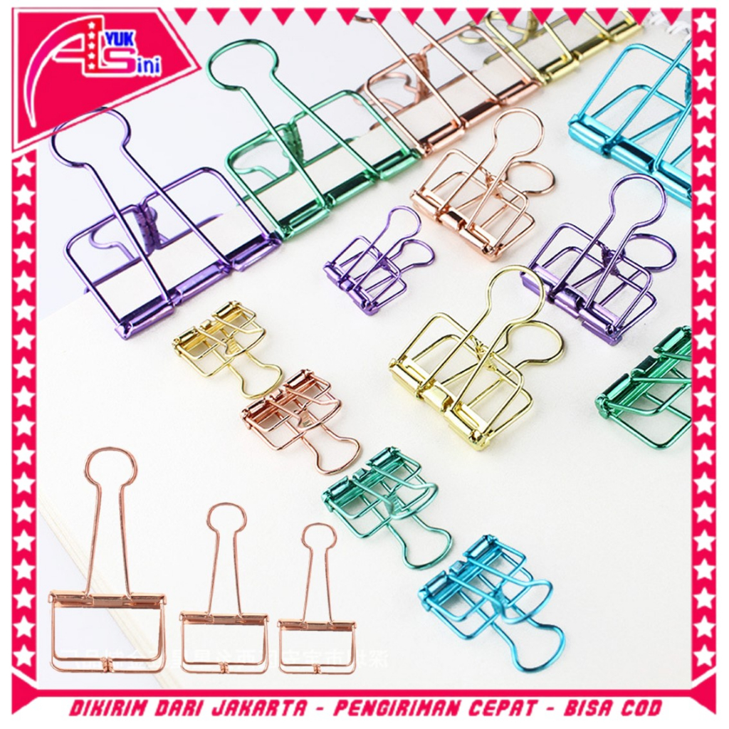 AS Paper Clip Besi Warna-Warni Klip Penjepit Buku Bahan Metal Penjepit Kertas Binder Clips Large Medium Small Office Study