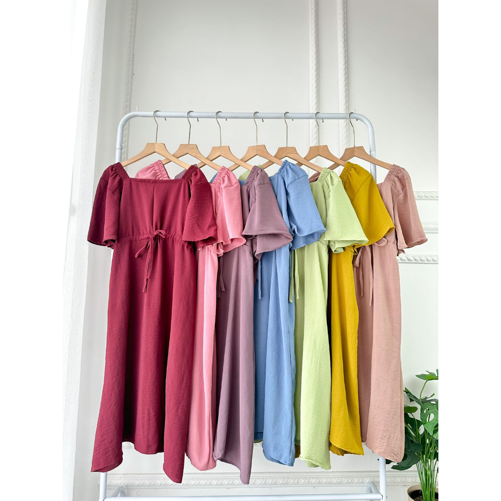 DRESS ZAHRA MIDI DRES WANITA MUSLIMAH AIRFLOW CRINCKLE CRINCLE TERMURAH / MIDI DRESS CANTIK POLOS / 