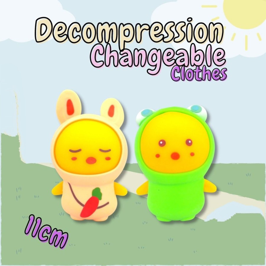 VIOLAKINGDOM Mainan squishy boneka bisa ganti baju tipe kelinci kodok remas pop it