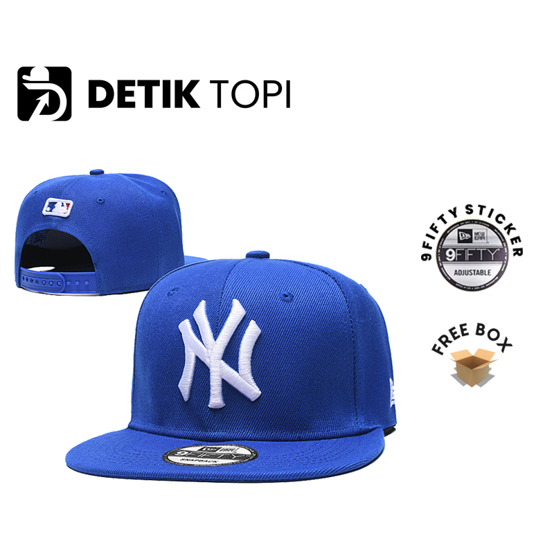 Topi NY Snapback New York Blue White Biru Putih Logo Bordir