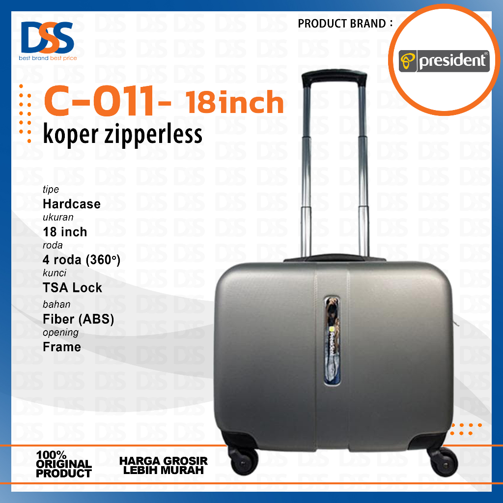 Koper PRESIDENT 18" Inch C11 C12 Kabin Fiber 4 Roda pramugari