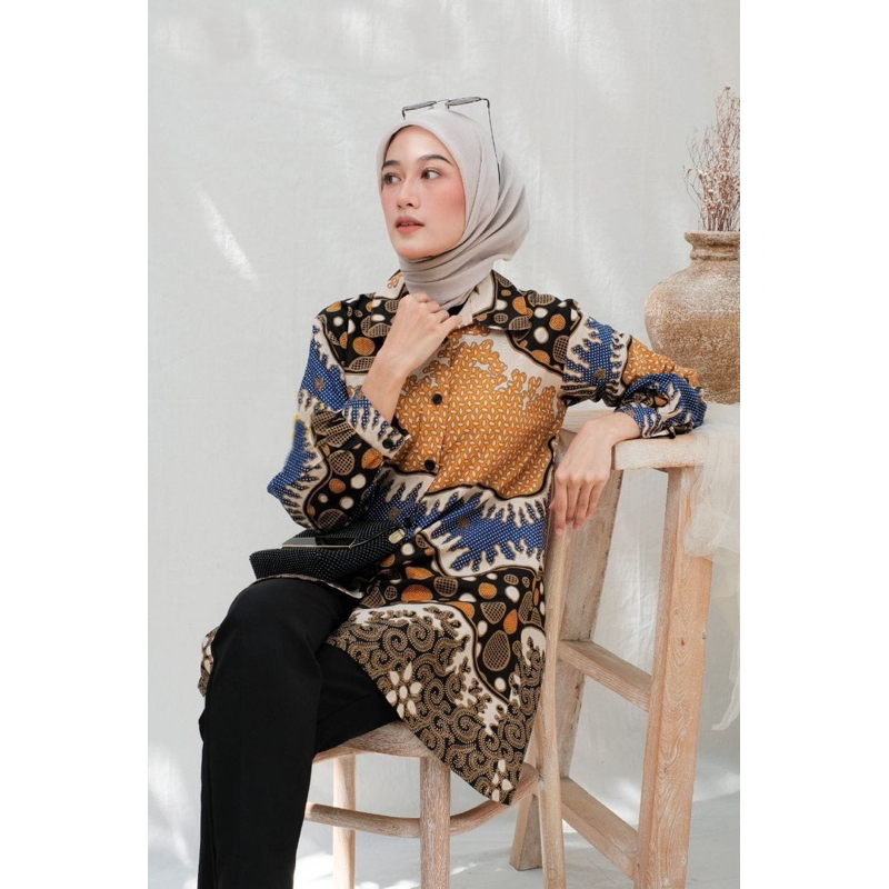Revany ID - Shadiqah Tunik Batik Kerja Kantor Batik Wanita Cantik