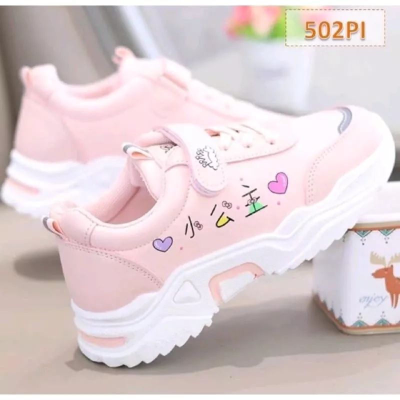 Zonalokidswear - Sepatu Sneaker Anak Perempuan Murah Motif Jepang Pink