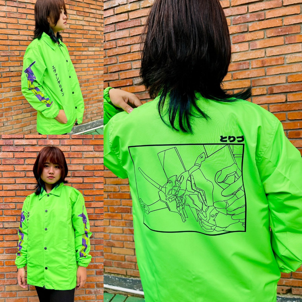 TORIZU Coach Jacket Neon Evangelion in Frame Anime Manga Premium Unisex Jaket Waterproof Eva 01