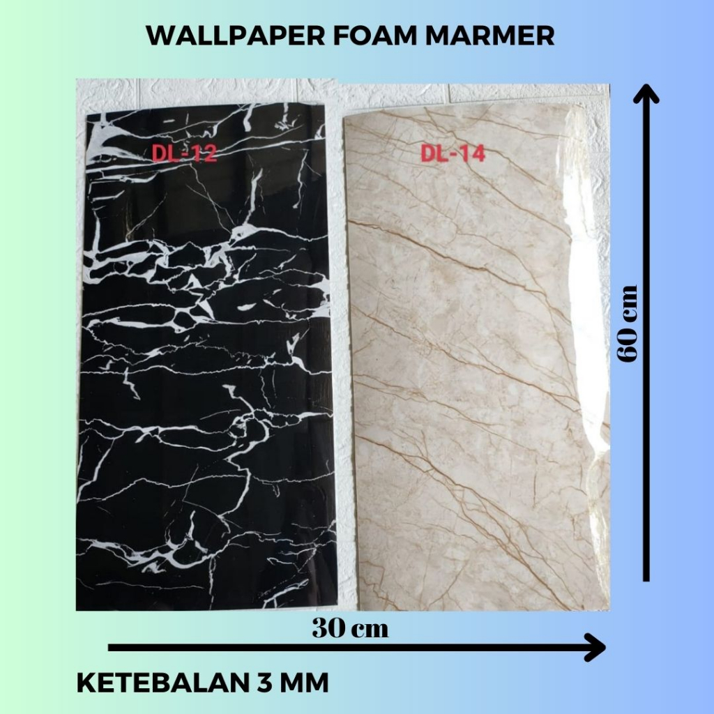 Wallpaper Foam 3D Motif Marmer 60x30cm