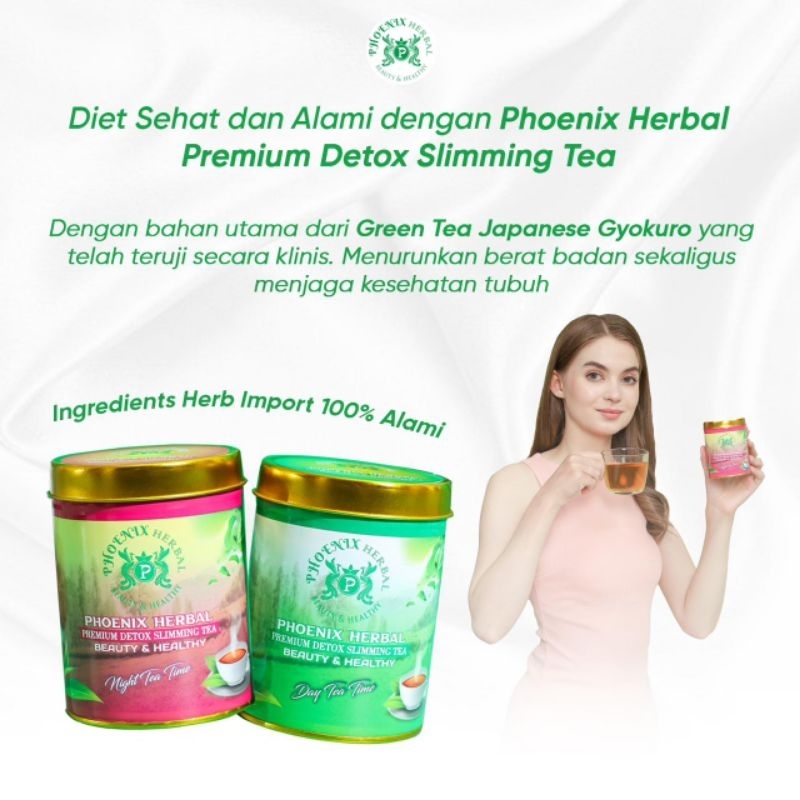 

Phoenix Herbal Premium Detox Slimming Tea / Paket Miracle Day Tea Time & Miracle Night Tea Time / Herbal / Teh